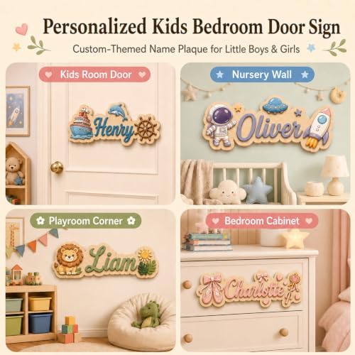 Custom Kids Room Door Name Sign, Personalized Wooden Name Sign - Image 7