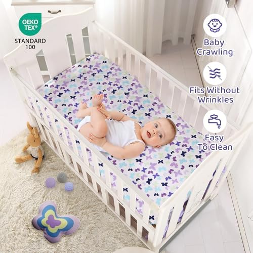 Butterfly Mini Crib Bedding Set, 3 Piece Baby Bedding Set Butterfly, Mini Crib - Image 6
