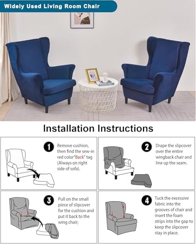 CRFATOP Wingback Chair Covers Wing Armchair Slipcovers - Image 6