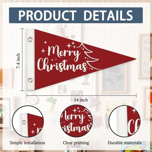 Red and White Christmas Decorations, Christmas Kids Room Decoration Felt Banner - Image 7