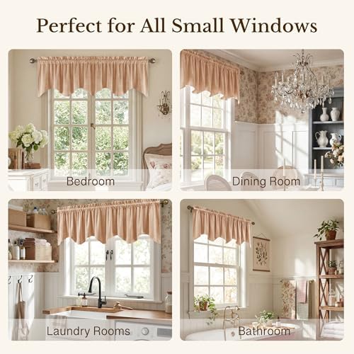 StangH Blush Beige Velvet Window Valance 52x18 Inch, 1 Panel - Image 6