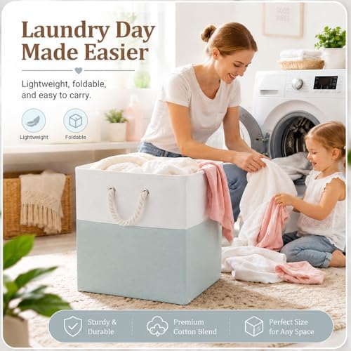 6 Pcs 11 x 11 Inch Light Green Cube Storage Bins Fabric Square Cube Baskets - Image 6