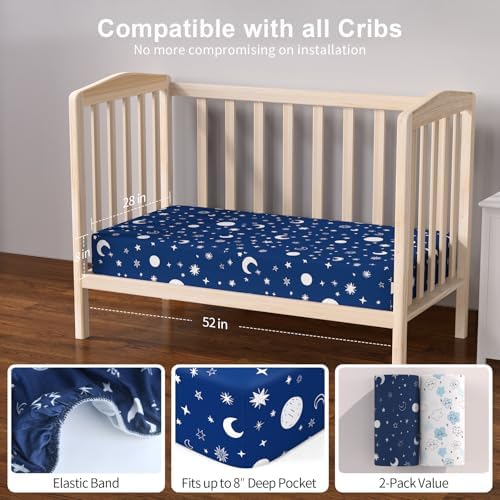 Baby Crib Sheets 2 Pack for Boys and Girls Fit for Standard Crib Toddler - Image 7