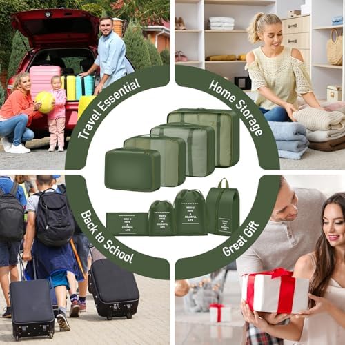 8 Set Packing Cubes for Travel Suitcase Organizer Bags Luggage Packing Cubes - Image 7