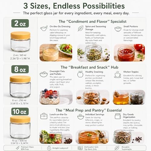 EONJOE 2 oz Glass Dressing Containers - Image 7