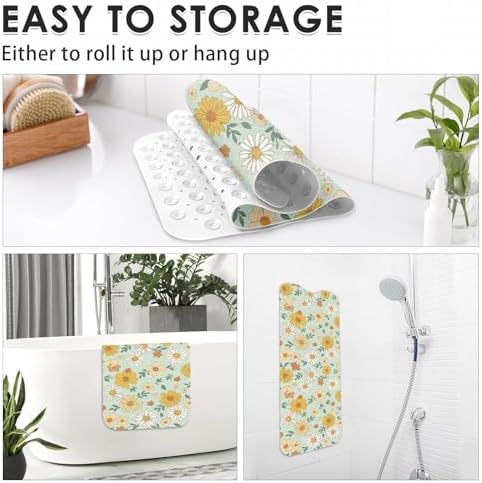Bathtub Shower Mat 40X16 Inch, for Toddler, Floral Boho - Image 7