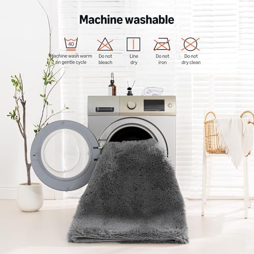 Amazon Basics Fluffy Washable Area Rug, Bedside Shaggy Carpet - Image 6