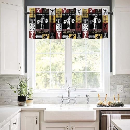 Weightlifting Valance Curtains Boys Teens Fitness Sport Lover Patchwork - Image 6