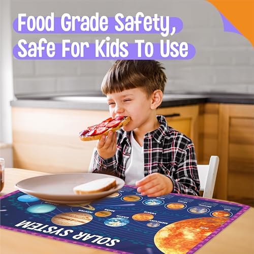 6 Pack Placemats for Kids, Non-Slip Washable, Reusable Universe, Periodic Table - Image 6
