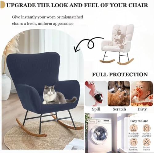 Levoberg Nursery Rocking Chair Cover Stretch Rocker Glider Chairs Cover - Image 7