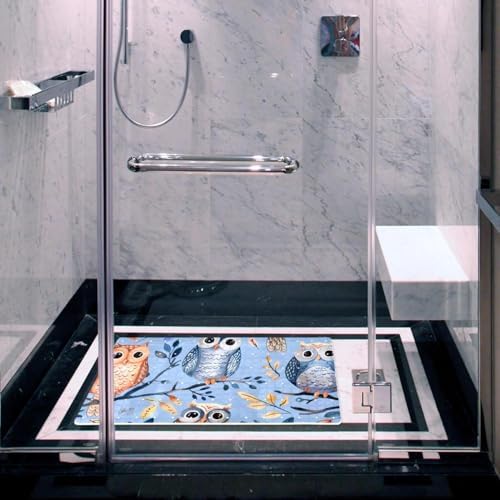 Shower Mat Non Slip 26.8 x 15.1 Inches, Owls and Leaves Bathtub Mat Shower - Image 6