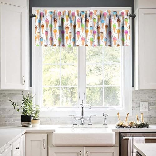 Ice Cream Valances Curtain Colorful Ice Cream Pastel Pattern Window Treatment - Image 6