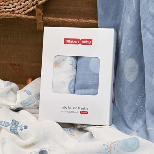 GLLQUEN BABY Muslin Swaddle Blankets 2Pk Receiving Blanket Large 35" x 40" - Image 7
