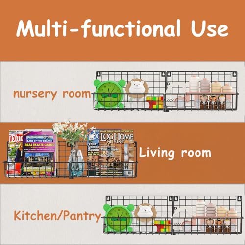 X-cosrack 24 Inch Wall Mounted Kids Bookshelf, Floating Metal Book Shelves - Image 7