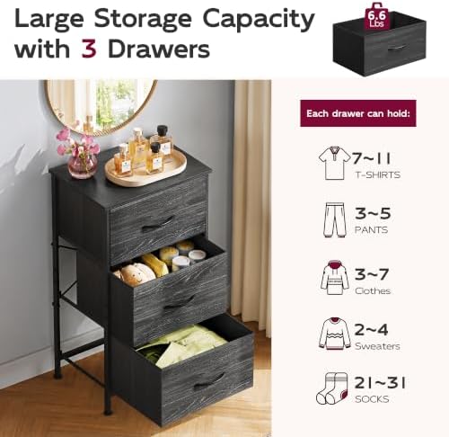 WLIVE Small Dresser Nightstand for Bedroom, 3 Drawers - Image 6