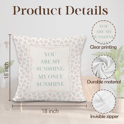 You are My Sunshine Throw Pillow Cover 18x18 Inche, Baby Girl Nursery Decor - Image 7