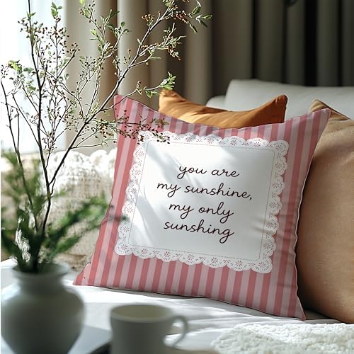 You are My Sunshine Pink Striped Pillow Cover 18x18, Nursery Girls Room Decor - Image 6