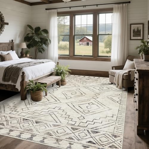 8x10 Washable Area Rugs for Living Room, Dining Room- Morocco Beige - Image 7