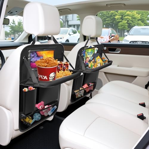 Car Backseat Organizer with Tablet Holder 6 Storage Pockets Organizer Black - Image 7