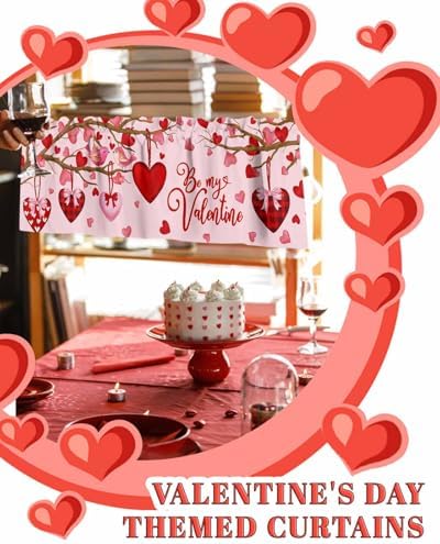 Vandarllin Pink Valentine's Day Kitchen Curtains Valances - Image 6