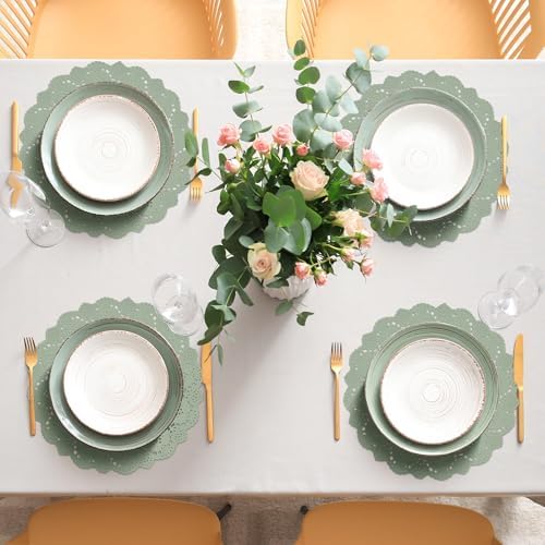MCEAST 100 Pack Round Sage Green Paper Doilies 13.5 Inches Lace Paper Place - Image 6