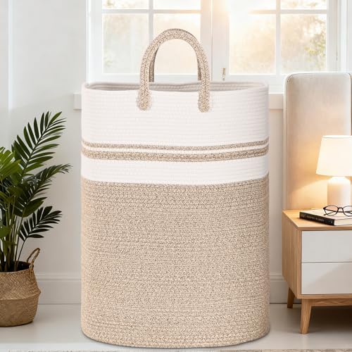 Woven Laundry Basket for Clothes, 65L Large Rectangle Laundry Hampers, Nursery - Image 6