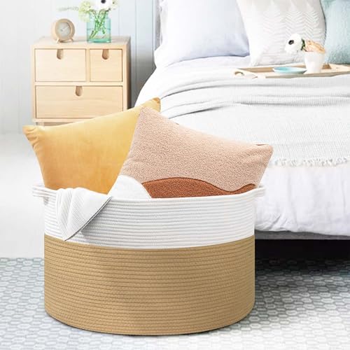 MEGASKET Extra Large Storage Basket, 22” x 22” x 14” Cotton Rope Bins - Image 6
