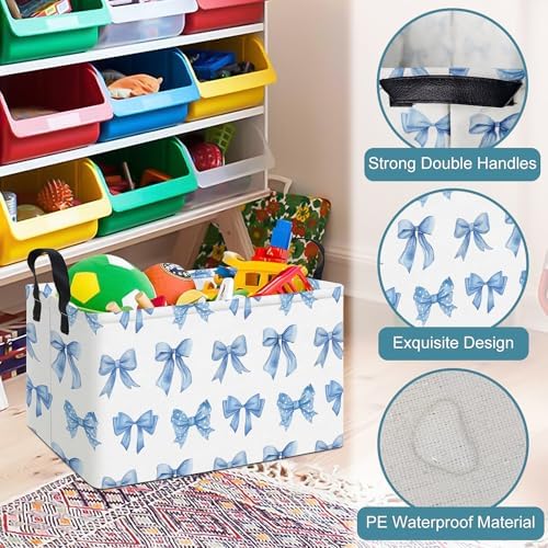 Rectangular Bowknot Fabric Storage Basket - Image 7