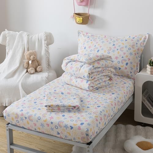 Caressma Rainbow Star Toddler Bedding Set 4 Pieces Kids Comforter Set - Image 7