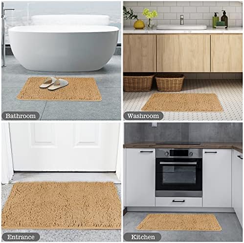 Yeaban Chenille Tan Bathroom Rug 20"x32", Non-Slip Rubber Backing - Image 6