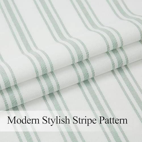 ZJDECOR Cotton Blended Semi Sheer Green Stripe Tiers Cafe Panel - Image 6
