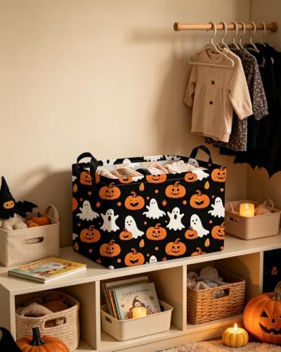 Essme Rectangular Halloween Baskets, Ghost Storage Box, Cute Basket - Image 6