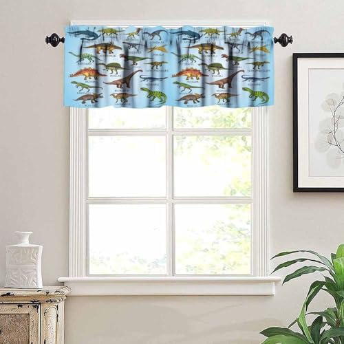 Dinosaur Valance Curtains for Boys Girls Room, ABC Alphabet Dinosaur Pattern - Image 6