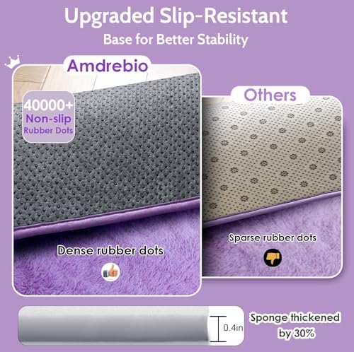 Amdrebio Purple Furry Shag Area Rug 5x8 - Image 6