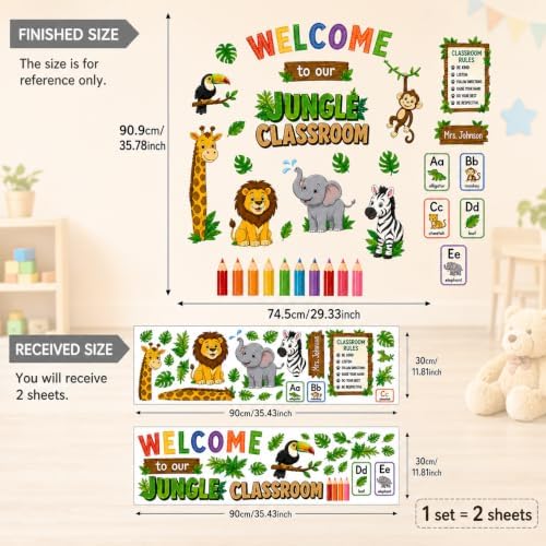 Welcome Animal Wall Stickers PVC Jungle Animal Wall Decals Tiger Elephant - Image 7
