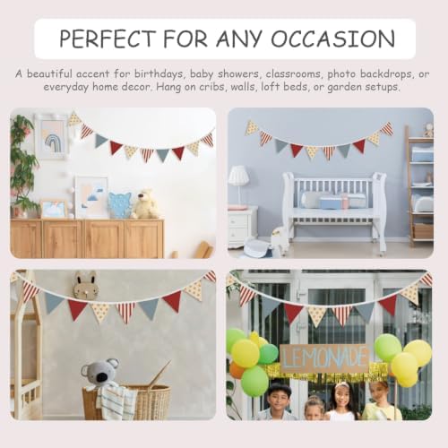 Playroom Decor Fabric Garland, Toddler Boys Girls Cute Wall Hanging Pennant - Image 7