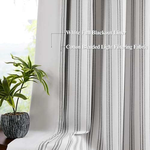 ZJDECOR Black Striped Full Blackout Cotton Blended Curtains - Image 6