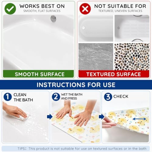 Kids Bathtub Mat Non Slip, 40 x 16 Inch Tub Mat - Image 7