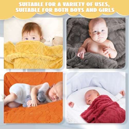 VitalCozy 4 Pcs Fleece Baby Blankets 3D Plush Soft Newborn - Image 6