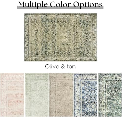 Olive Green Area Rug 5x7 for Living Room Boho Neutral Bedroom Rugs Washable - Image 6