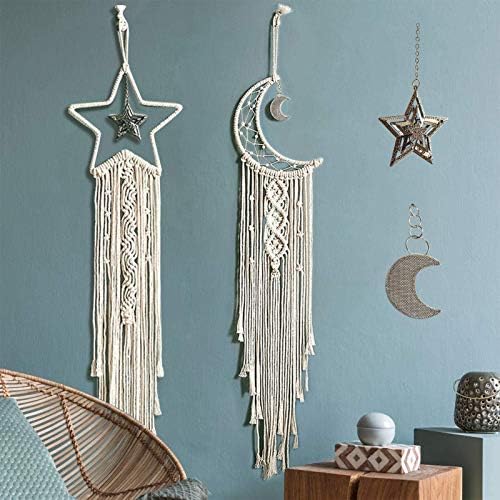Tarklanda Moon Star Dream Catcher Decor, Macrame Wall Hanging Boho Home Decor - Image 6
