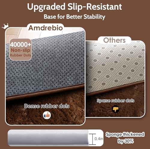 Amdrebio Chocolate Brown Fluffy Area Rug 4x6 - Image 6