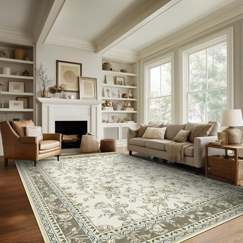 Boho Low Pile Soft Rugs 5 x7 Washable Tan Taupe Nursery Rug - Image 7