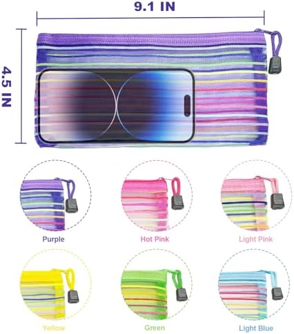 Mesh Bags with Zipper, Small Nylon Makeup Bag Cosmetic Pouches Travel Organizer - Image 7