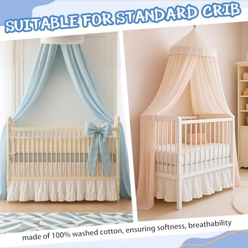 Hahafelt White Crib Skirt for Baby Girls Boys, 100% Washed Cotton Bed Skirt - Image 6