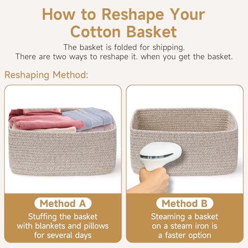 3 Pack Small Storage Baskets for Organizing, 11.8×7.8×5.1", Light Blue - Image 6