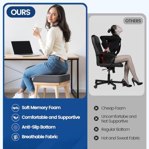 SweetSlubr Seat Cushion, Chair Pad, Memory Foam Tailbone Pain Relief - Image 7