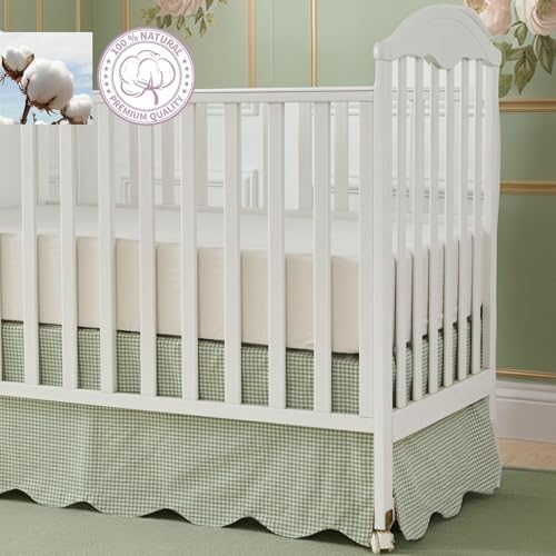 Brandream Scallop Edge Cotton Crib Skirt, Baby Boy, Baby Girl, Gender Neutral - Image 7