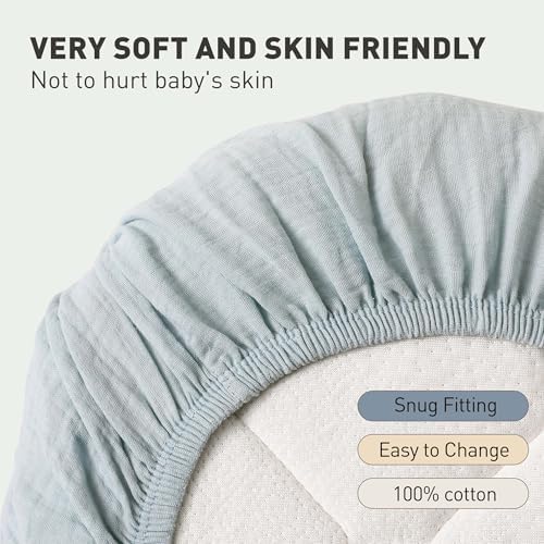 Muslin Bassinet Sheets 2 Pack, Universal Cotton Fitted Baby Mattress Sheet - Image 6