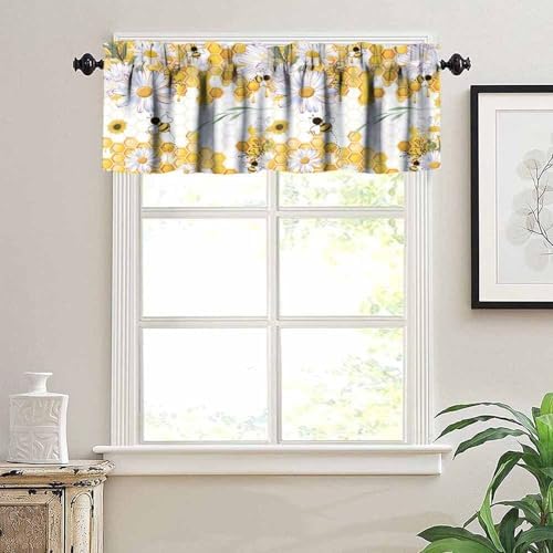 Girls Bee Valance Curtains, Spring Floral Watercolor Flower Honey Plants Window - Image 5